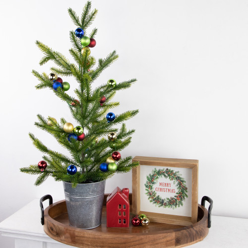 6.75" Multicolor Shatterproof Ball Ornament Christmas Pick