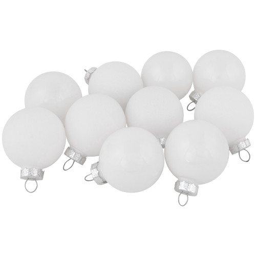 10ct White Shiny and Matte Glass Ball Christmas Ornaments 1.75" (45mm)