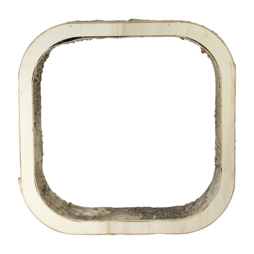 Rustic Square Wood Bark Decoration - 13.5" - Ivory and Brown