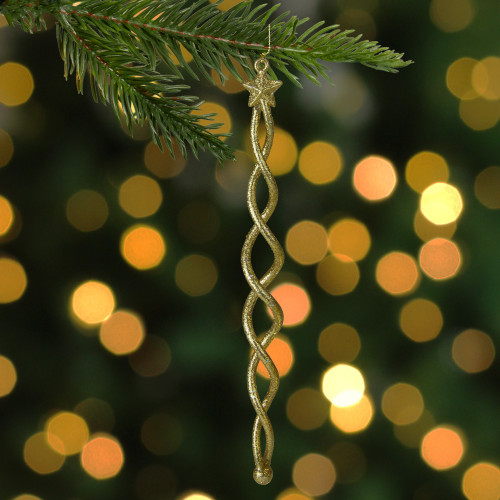 8.75" Gold Spiral Icicle With a Star Christmas Ornament