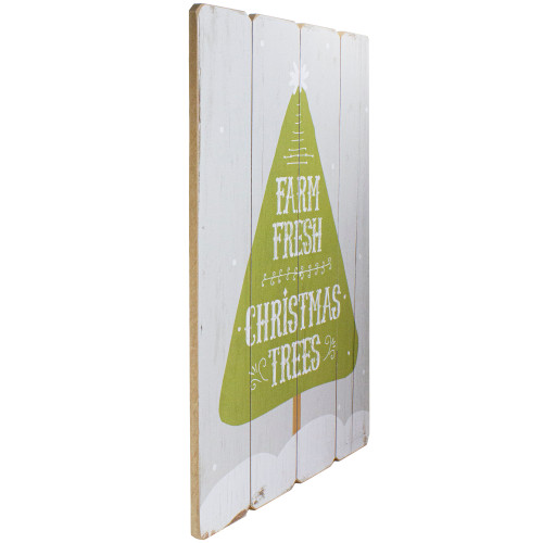 24�� Gray and Green Farm Fresh Christmas Trees Wooden Hanging Wall Sign