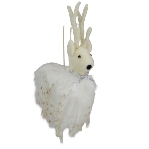 8" White and Beige Reindeer Christmas Ornament