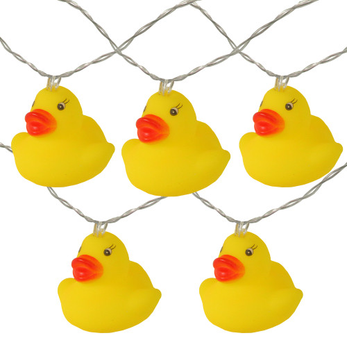 10 Yellow Duck Novelty Light Set, 6-ft Clear Wire