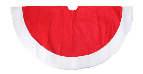 48" Red and White Traditional Christmas Tree Skirt with Border