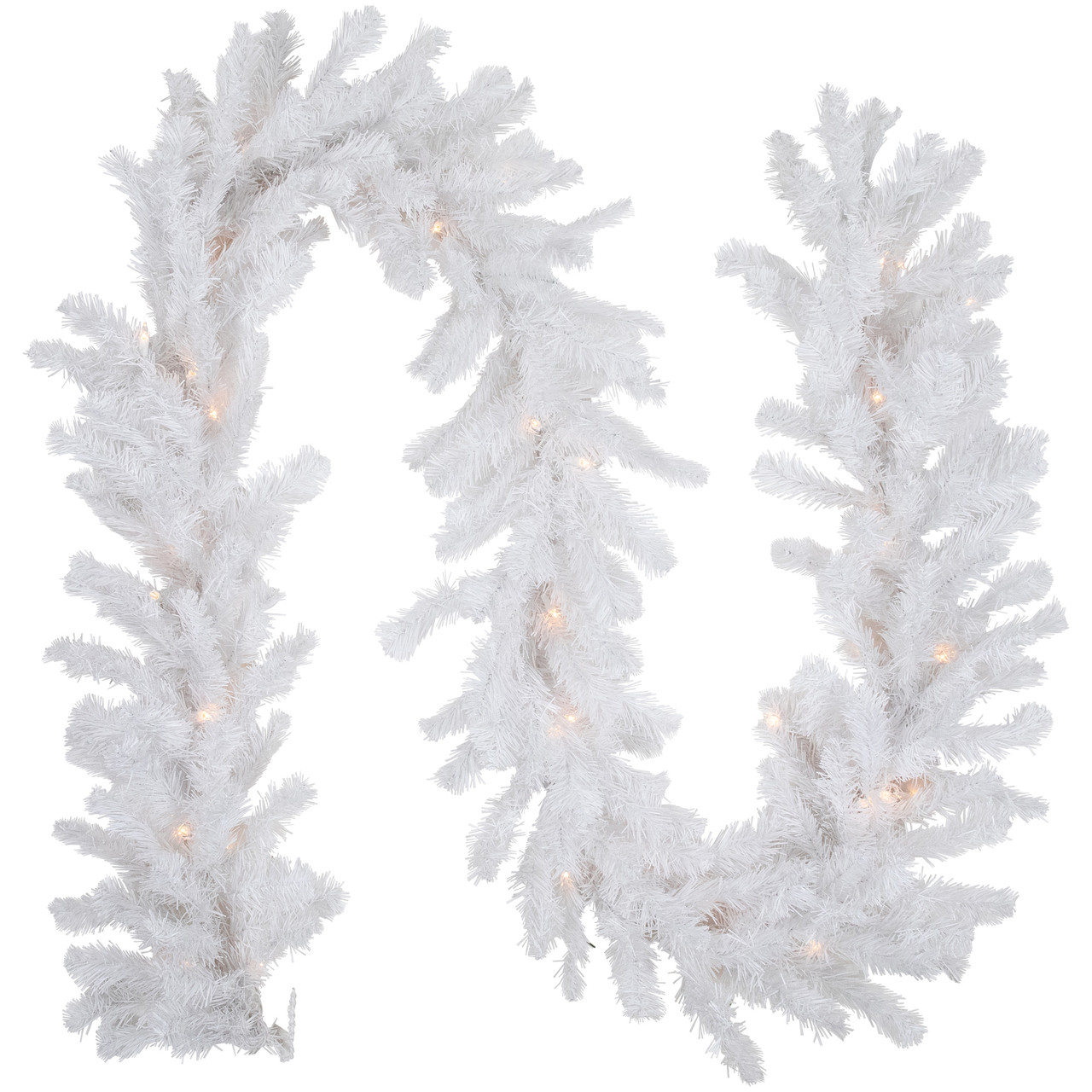 Pre-lit Snow White Artificial Christmas Garland - 9' x 12" - Clear Lights
