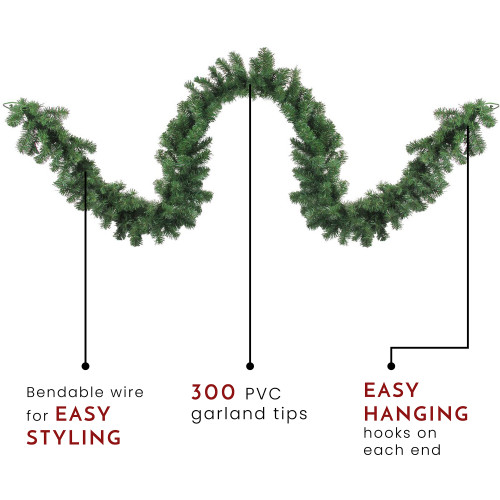 9' x 18" Deluxe Windsor Pine Artificial Christmas Garland, Unlit