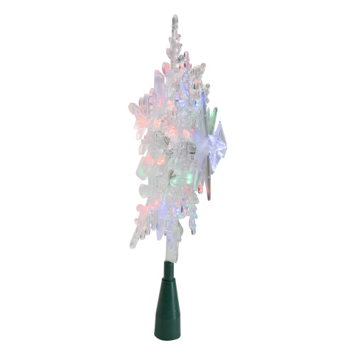 15" Lighted Three Dimensional Snowflake Christmas Tree Topper - Multi Colored Lights