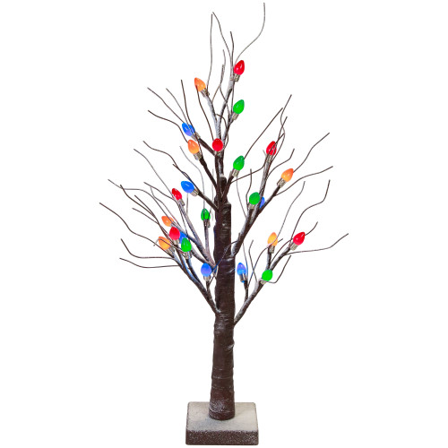 LED Lighted Frosted Retro Christmas Tree - 24" - Multicolor Lights