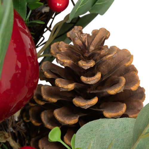 Crabapple and Berries Boxwood and Pine Artificial Christmas Wreath - 26" - Unlit