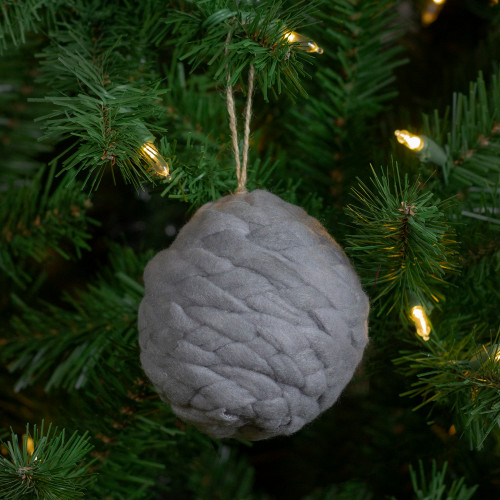 Charcoal Gray Knit Shatterproof Christmas Ball Ornament 3.25" (80 mm)