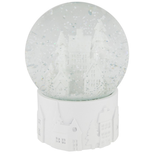 Musical Church Village Christmas Snow Globe - 5.5" - White