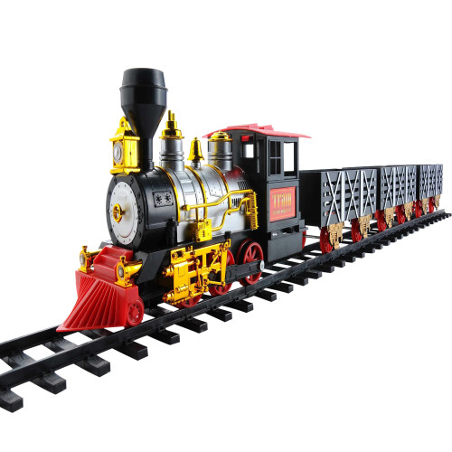 20pc Black and Red Battery Operated Classic Train Set 12"