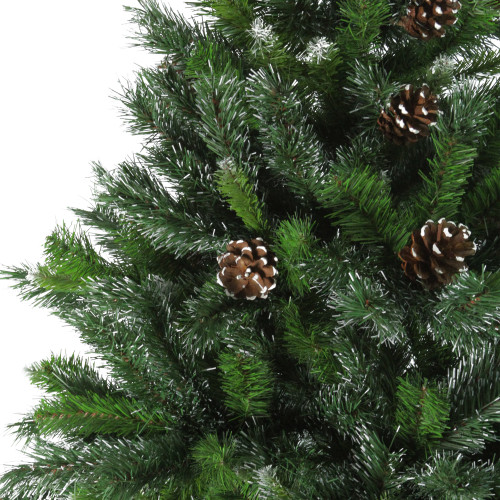 7' Full Snowy Delta Pine with Cones Artificial Christmas Tree, Unlit