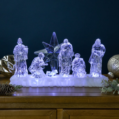 LED Lighted Nativity Scene Acrylic Christmas Decoration - 12.25"
