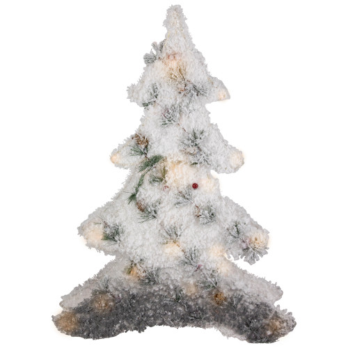 LED Lighted 2D Tinsel and Pine Christmas Tree Decoration - 27.5"
