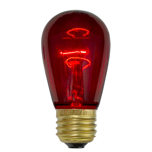 Pack of 25 Incandescent Red E26 Base Replacement S14 Light Bulbs - 11 Watts