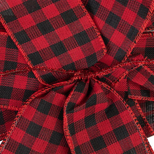 19" Buffalo Plaid Print 14 Loop Christmas Bow Tree Topper