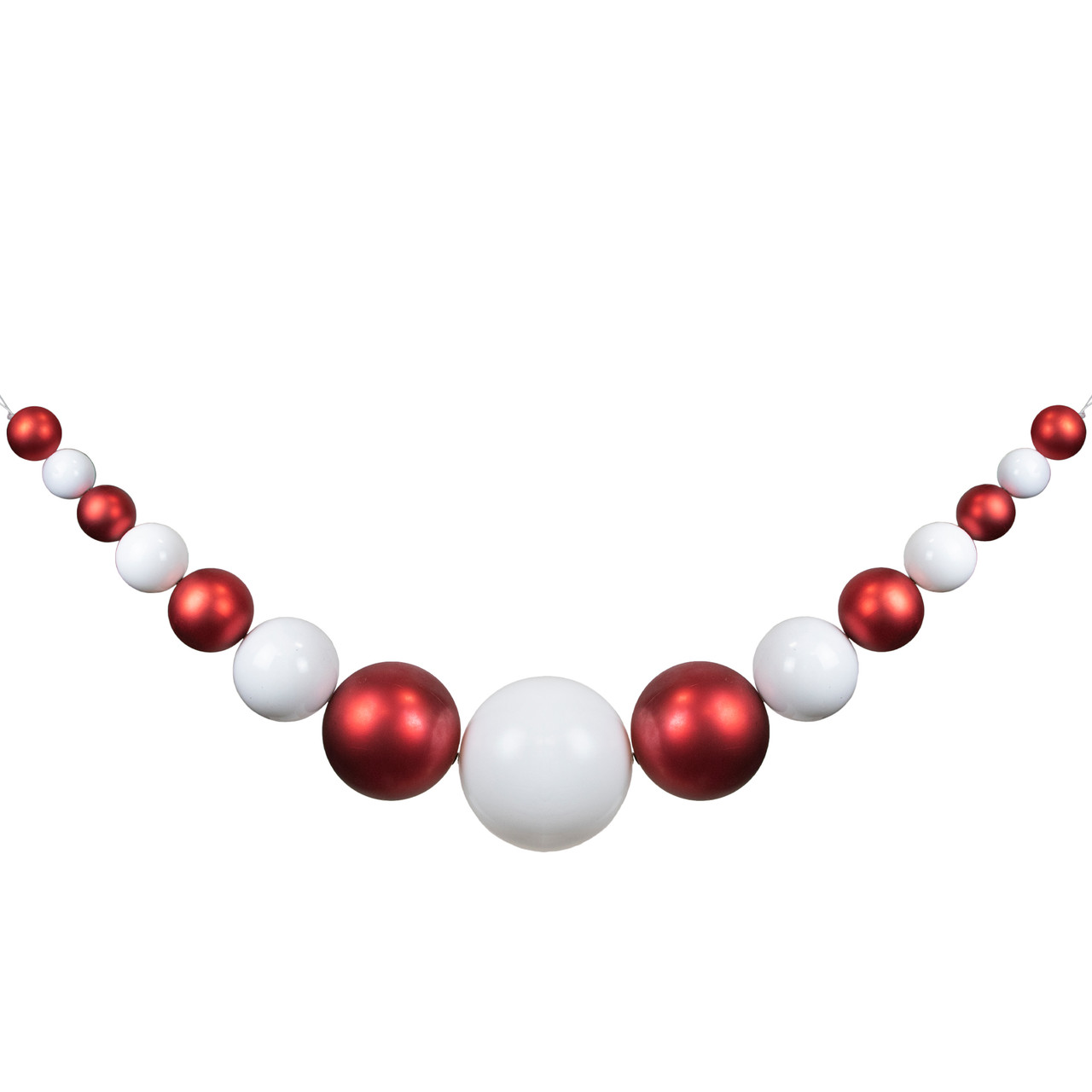 6' Red and White Shiny and Matte Shatterproof Ball Christmas Swag