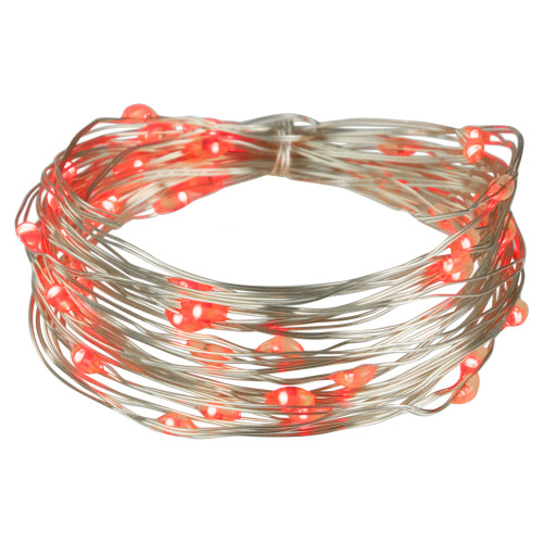 50-Count Red LED Micro Fairy Christmas Lights - 16ft, Copper Wire
