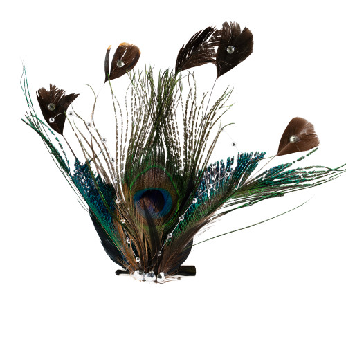 Peacock Ocelli Feather Clip-On Christmas Ornament -6"