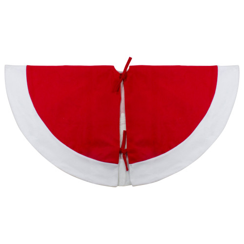 48" Red and White Winter Reindeer Embroidered Christmas Tree Skirt
