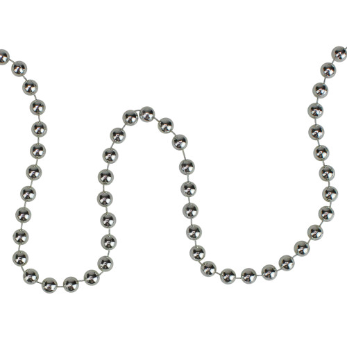 15' x 0.25" Shiny Silver Beaded Christmas Garland - Unlit