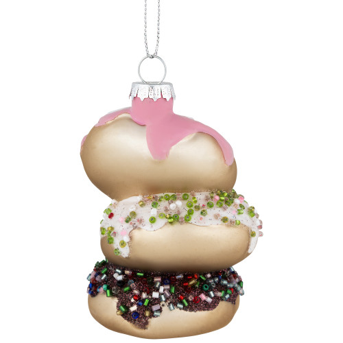 3.75" Triple Stacked Doughnuts Glass Christmas Ornament