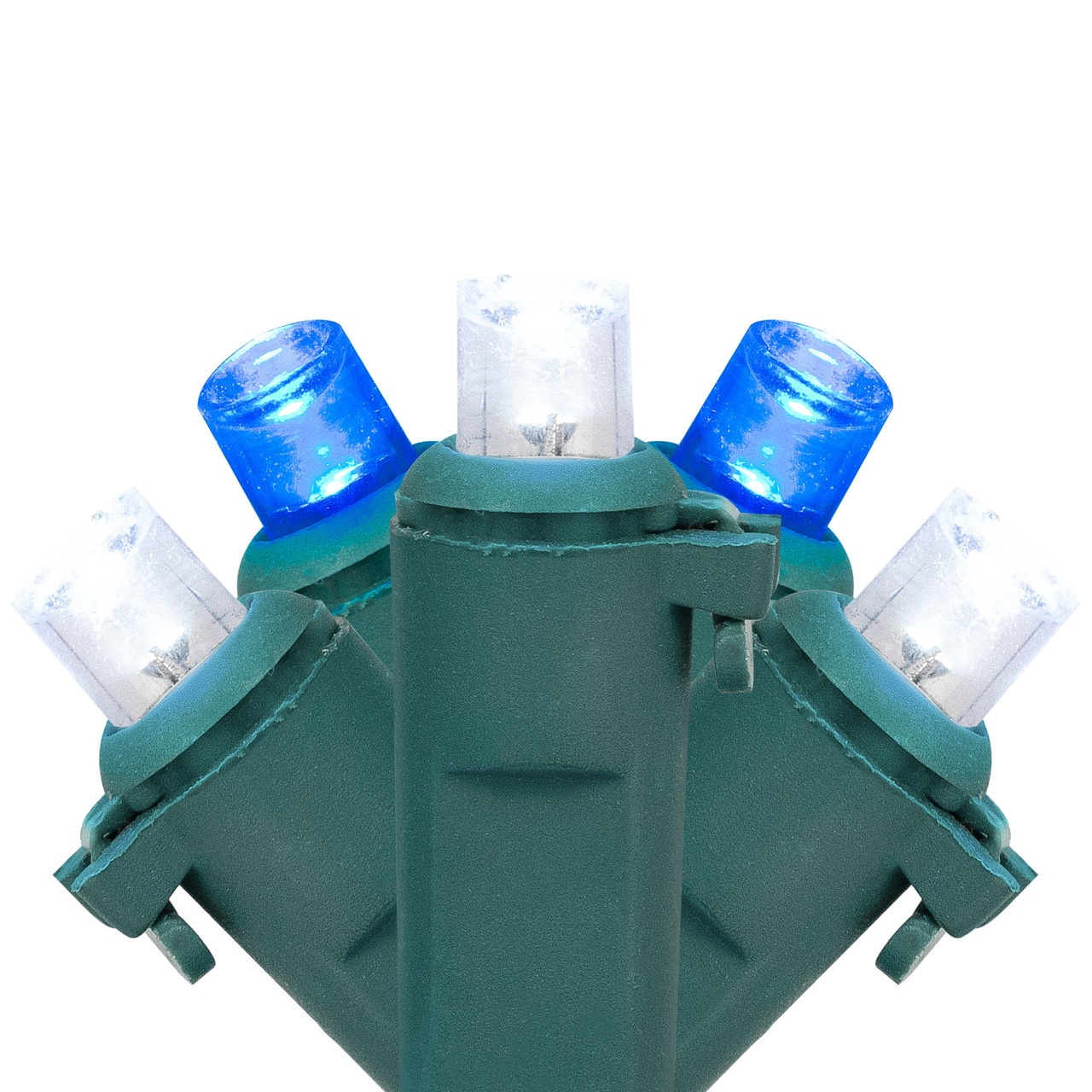 50ct Blue and White LED Wide Angle Mini Christmas Lights, 16.25ft Green Wire