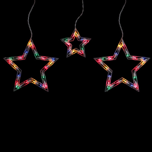 Star Shaped Mini Icicle Christmas Lights - 7' - Multi-Color - White Wire