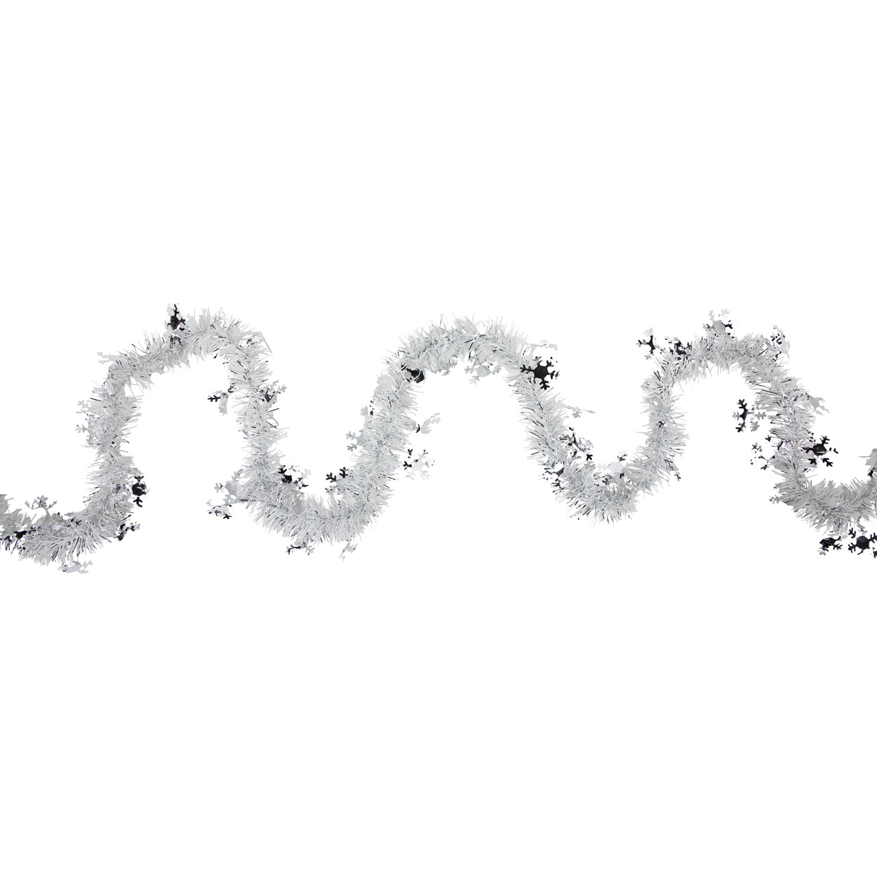 Commercial Christmas Tinsel Snowflake Garland - 50' x 2" - White and Silver - Unlit