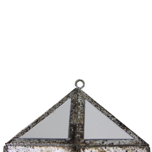 10.5" Silver and Clear Mirrored Geometric Framed Drop Christmas Ornament