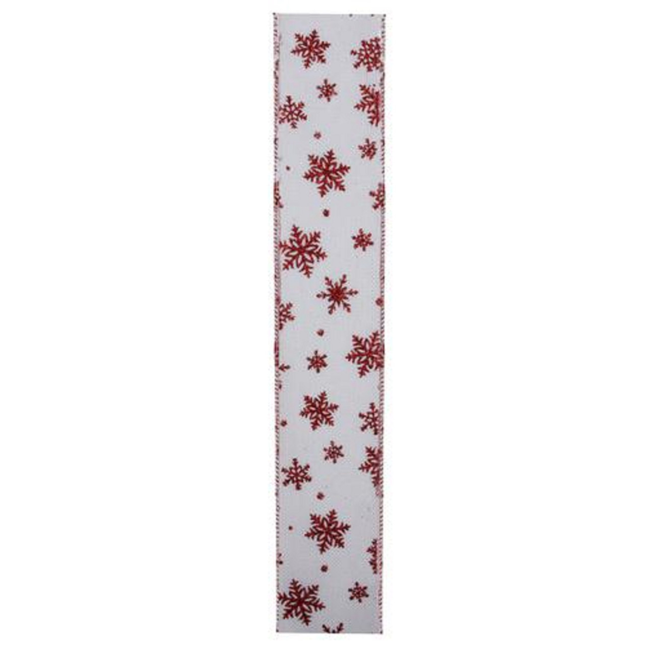 White and Red Snowflake Christmas Wired Craft Ribbon 2.5" x 10 Yards