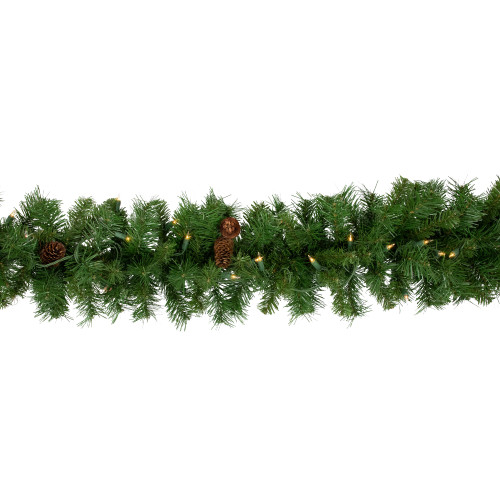 Pre-Lit Dakota Red Pine Artificial Christmas Garland - 9' x 12" - Clear AlwaysLit Lights