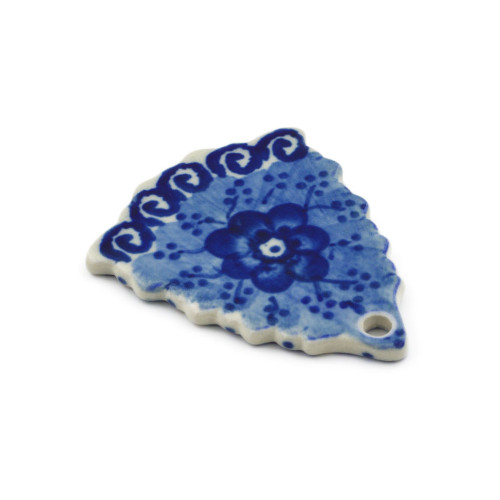 Polmedia Polish Pottery Christmas Tree Pendant 3" Dancing Blue Poppies