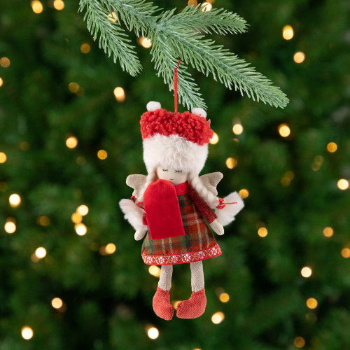 Angel Girl with Glittered Wings Christmas Ornament - 8.5"