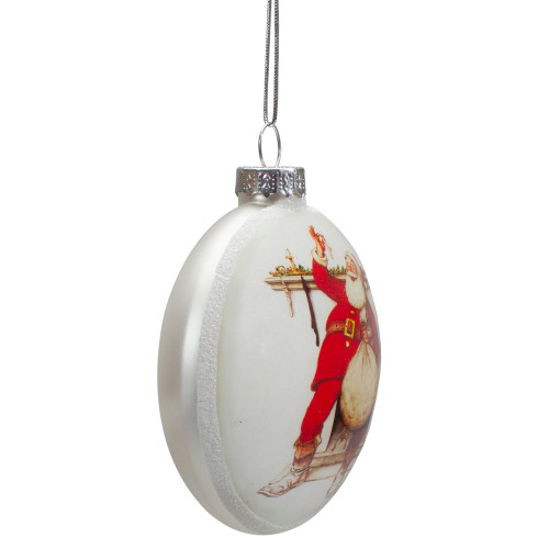 3" Norman Rockwell 'Filling The Stockings' Glass Christmas Disc Ornament
