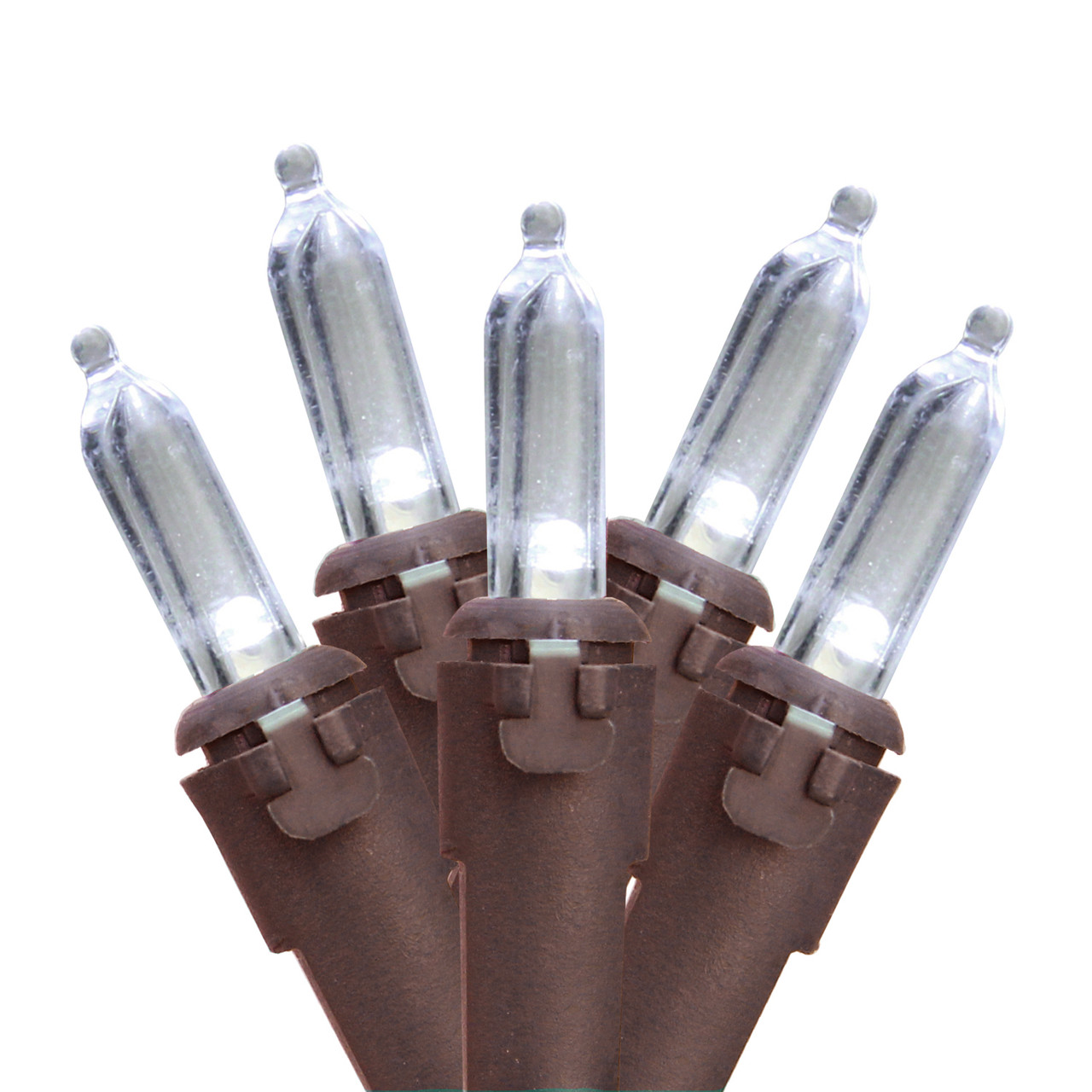 35 White LED Mini Christmas Lights, 11.25 ft Brown Wire