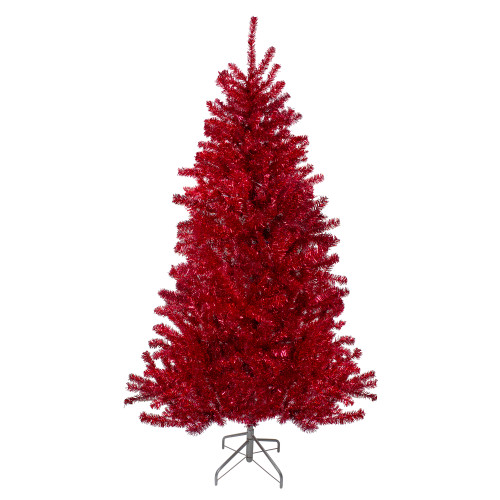 6' Metallic Red Tinsel Artificial Christmas Tree - Unlit