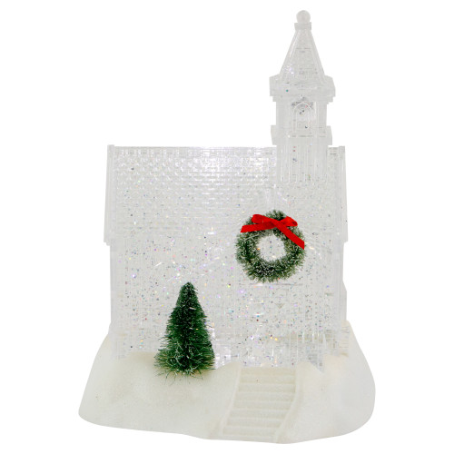 LED Lighted Icy Crystal Glitter Snow Globe Christmas House - 9"