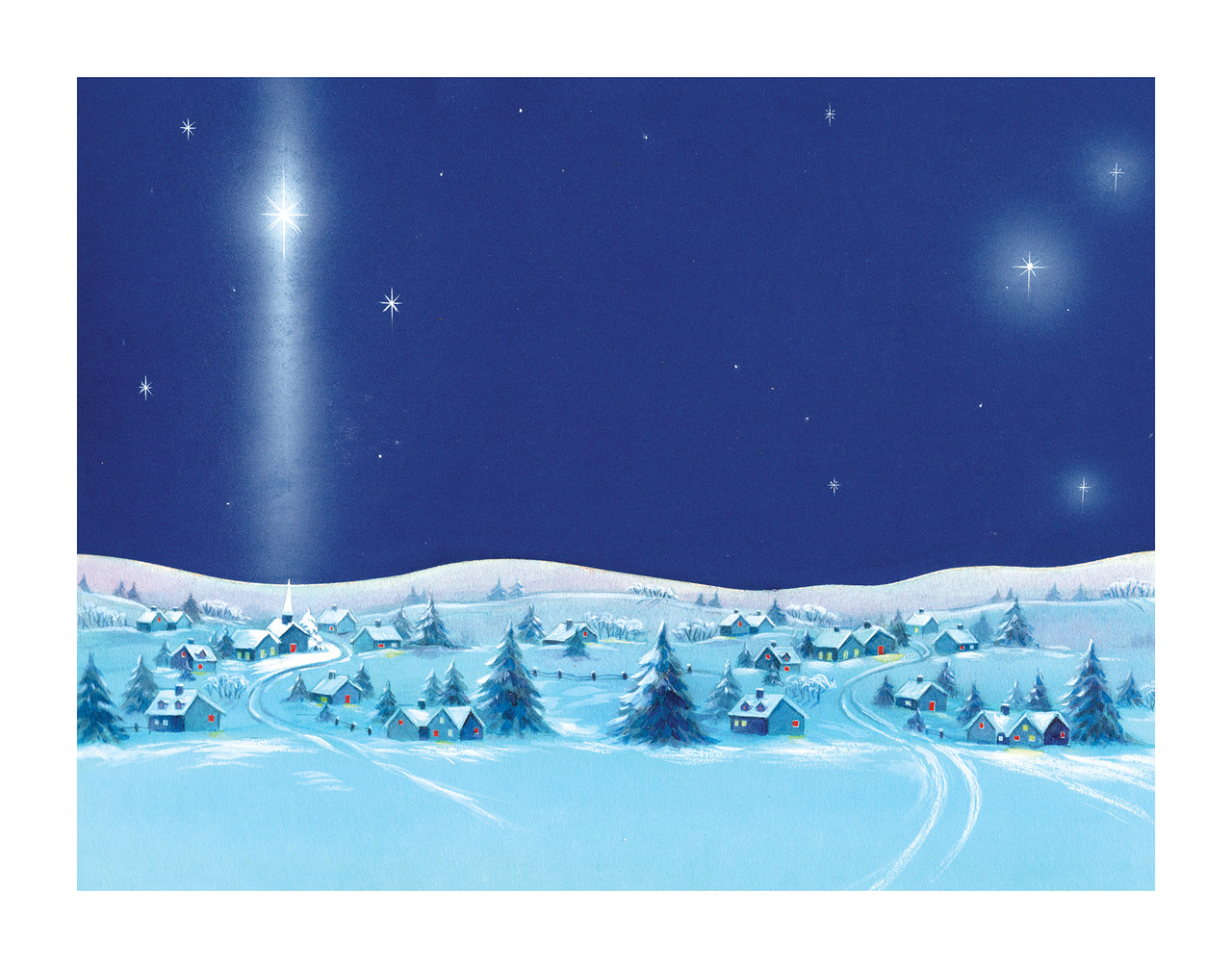 Starry Night Winter Scene Wall Decor Art Print