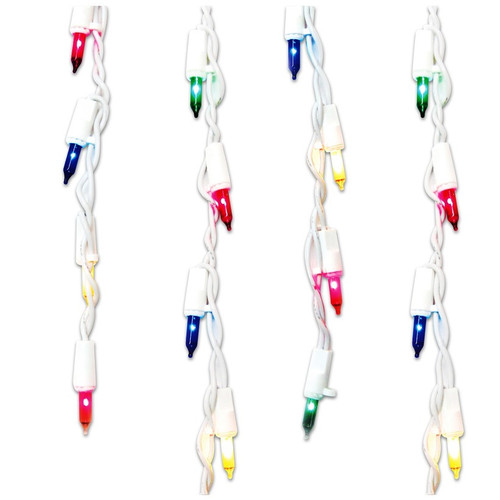 300-Count Shimmering Multi-Color Mini Christmas Icicle Light Set, 8.5ft White Wire