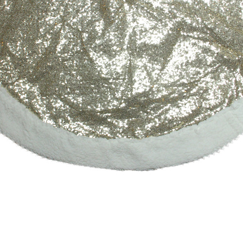47" Gold and White Round High Pile Fleece Border Christmas Tree Skirt