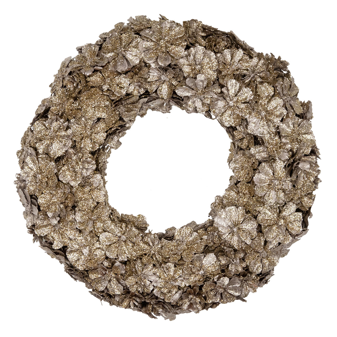 Gold Glitter Pine Cone Artificial Christmas Wreath, 12-Inch