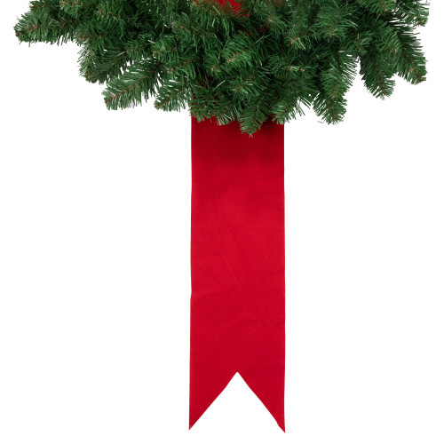 Set of 3 Wreaths on Red Ribbon Hanging Christmas Decoration, 6.5'
