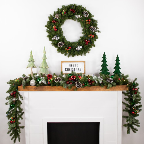 Pre-Lit Battery Operated Canadian Pine Christmas Wreath - 30" - Multi-Color LED Lights