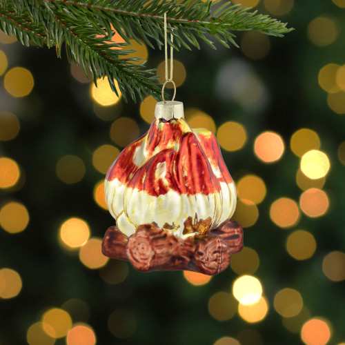 2.75" Log Campfire Glass Christmas Ornament