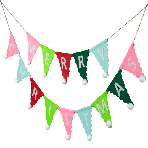45" Multi "Merry Christmas" Triangles Banner Garland - Unlit