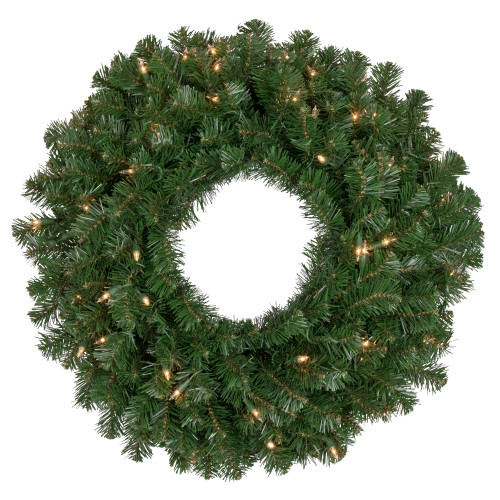 Pre-Lit Windsor Pine Artificial Christmas Wreath - 24" - Clear Lights