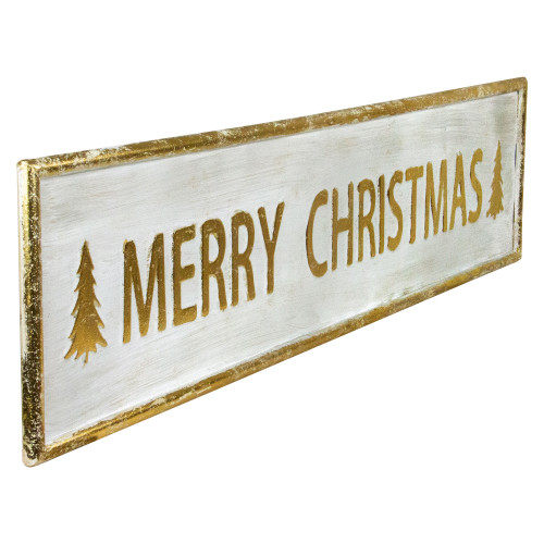 48" Metallic Gold Merry Christmas Metal Wall Sign