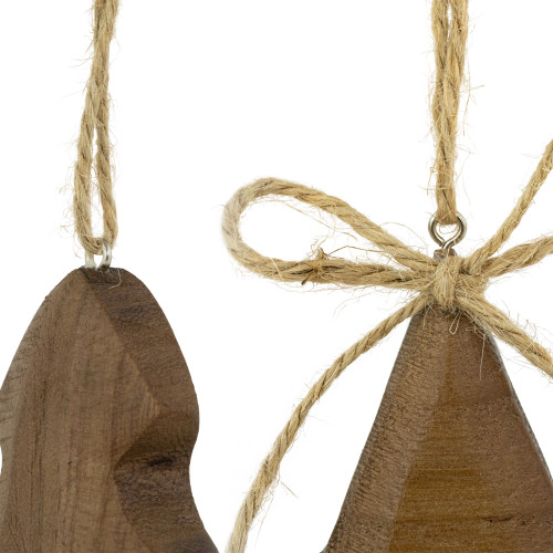 Set of 2 Tree and Star Wooden Christmas Ornaments 5"